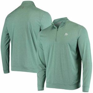 Johnnie O Men's Size XXL Green Oakland Athletic Flex Melange Quarter Zip Jacket